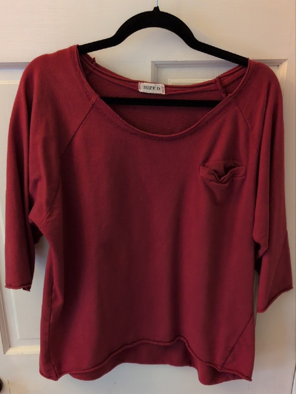 Suzy D Women's Large Burgundy Boatneck Top